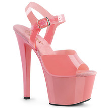 PLEASER SKY-308N Women&#39;s Baby Pink 7&quot; Heel Platform Ankle Strap Sandal Shoes - £46.46 GBP