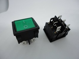 2Pc Pack KCD5 6A/12A 250V ~ CQC Green LED Light 6 Pin Power Button Rocke... - $13.85