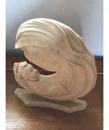 Vintage Carved Tan Plaque Madonna Mother Mary Holding Young Jesus Religi... - $14.89