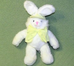 12" Jstuff Plush Bunny White Rabbit Stuffed Animal Yellow Hat Vest Fluffy Tail - £8.47 GBP