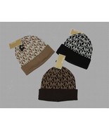 MICHAEL KORS MK Initials Black Tan Brown Knit Beanie Cap Hat 3 Colors NW... - $41.01 CAD