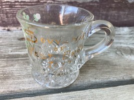 Vtg Eapg Glass Souvenir Of West Branch Iowa Glass Cup Hand Painted - £15.54 GBP
