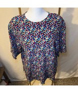Vintage Nordstrom Silk Blouse L Abstract Print Shoulder Pads 80s 90s Bol... - $1,047.62 MXN