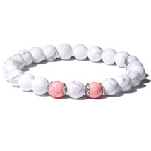 Women Bracelet Beads Pink Flower Crystal Stone Bracelets for Women Fashi... - £8.21 GBP
