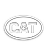 Euro Oval Cat Decal For Car Windshield With Paw Print Bumper Sticker WHITE - £7.75 GBP