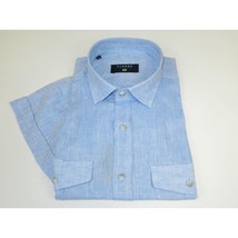 Men's Ciazzo Turkey 100% Linen Breathable Shirt Short Sleeves #Linen 32 Med Blue image 5
