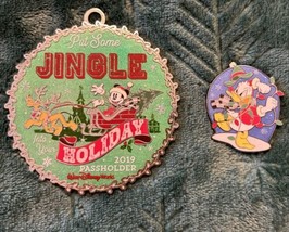 Disney Happy Holidays 2019 Passholder Ornament &amp; Pin Set Limited Edition... - $29.99