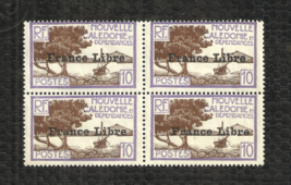 New Caledonia - 1941-1942 - France Libre Overprint - Block Of 4 - Mnh - Og - £20.04 GBP