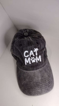 Cat Mom Women Gray Baseball Hat Cap Logo - £7.52 GBP