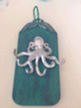 Octopus Metal On Wooden Beach Chic Distressed decorative 13” Wood Board ... - $36.99