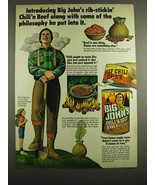 1972 Hunt&#39;s Big John&#39;s Chili&#39;n Beef Dinner Advertisement - £14.55 GBP