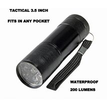 LED 9 BULB 3.5 INCH BLACK FLASHLIGHT W/ PUSH BUTTON WRIST STRAP 200 LUMENS - $3.90 CAD