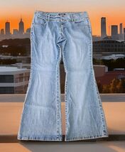 Angels Vintage Y2K Flare Leg Jeans Womans Size 17 Blue No Back Bell Bottoms - $29.70
