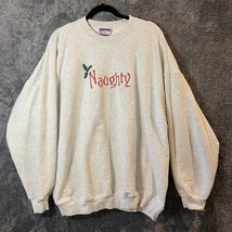 Vintage Crewneck Mens 2XL XXL Hanes Ultimate Naughty Christmas Sweater P... - $35.10