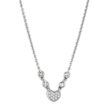 3W449 - Rhodium Brass Necklace with AAA Grade CZ  in Clear - $28.49