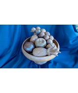 Vintage Monkey Pod Wood Hand Carved 7&quot; Bowl with Fruit - Made in Phillip... - €20,81 EUR