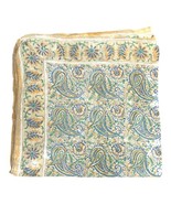 Vintage Large Paisley Gold Green Scarf Shawl Head Covering  Silk Fabric ... - £22.15 GBP