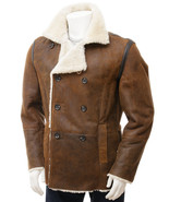 Men's Aviator Tan Sheepskin Pea-coat Leather  Flying Coat Jacket - $161.99+