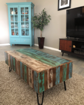 New Industrial Rustic Vintage Wooden Reclaimed Wood Rectangular Coffee Table - £215.00 GBP