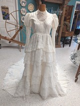 Antique Wedding Dress Bridal Gown Train  Lace 1920s Victorian Vintage Ca... - £3,991.78 GBP