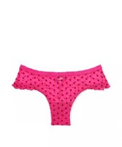 Victoria’s Secret Fun &amp; Flirty mesh heart pink red cheeky panty XLarge Lace Trim - £15.53 GBP