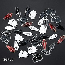 Enamel Ghost Charms Silver Coffin Pendants Halloween Jewelry Supplies Bu... - £13.43 GBP