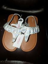 Capelli New York Silver Shimmer Ruffle Flat Shoe Sandalsize 4 Girl&#39;s New - £14.58 GBP