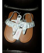 CAPELLI NEW YORK SILVER SHIMMER RUFFLE FLAT SHOE SANDALSIZE 4 GIRL&#39;S NEW - €19,45 EUR