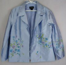 Vintage Virgo Women&#39;s Lavender Beaded Floral Open Front Blazer Jacket Si... - $24.24