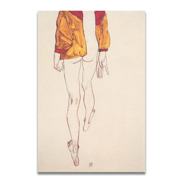 Egon Schiele Body Color Delineation Sketch Figure Wall Pictures HQ Canvas Print Item image 4