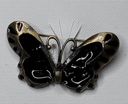 Brooch Pin Butterfly Fashion Jewelry Black and Bronze Color 2&quot; wide x 1.... - $9.59