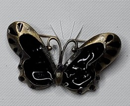 Brooch Pin Butterfly Fashion Jewelry Black and Bronze Color 2&quot; wide x 1.... - £9.50 GBP