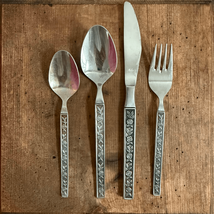 Vintage 4pc Interpur Mexicali Rose Stainless Steel Japan Teaspoon Dinner... - $18.72