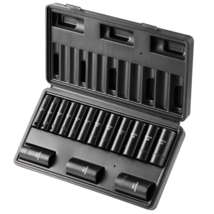 Impact Sockets Set 15pcs 6-Point 3/8in Drive Bit Ratchet Tool Kit Case - $50.99