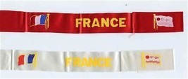 S S France Red &amp; White Silk Tally Ribbons Compagnie Générale Transatlantique - £68.50 GBP