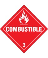 COMBUSTIBLE 3 Placard 10.75&quot; polycoated tagboard SYMBOL SIGN Vehicle BRA... - €16,73 EUR
