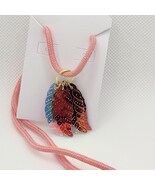 Iridescent Feather Necklace - Pink - $3.00