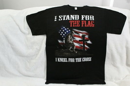 Soldier I Stand For The Flag Kneel For The Cross American Flag T-SHIRT Shirt - £9.07 GBP+