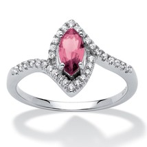 Sterling Silver October Tourmaline Birthstone Marquise Ring Size 5 6 7 8 9 10 - £79.92 GBP