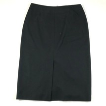 Les Copains Straight Pencil Skirt Size IV 46 Black Front Pleat Wool Blend - $23.36