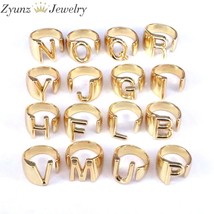 10PCS, Chunky Wide Hollow Letter Metal Adjustable Opening Ring Initials Name Alp - £22.22 GBP