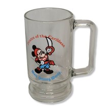 VINTAGE MICKEY MOUSE WALT DISNEY PIRATES OF THE CARIBBEAN GLASS BEER MUG... - $10.88