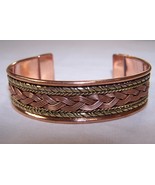 DELUXE TWO TONE PURE COPPER BANGLE CUFF BRACELET mens womens jewelry met... - $12.97 CAD