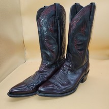 Dan Post Burgundy / Black Leather Western Cowboy Boots 16729 Size 9 - £32.68 GBP