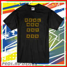 New Real Men Eat Ass Scrabble T-Shirt Usa Size - £17.49 GBP