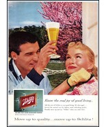 1950s Schlitz Beer PRINT AD (Man &amp; Pretty Lady Raising A Glass of Beer) BX1 - $9.31 CAD