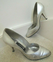 Ladies Shoes Size 8 B Silver Leather 3 1/2 &quot; Heel Pumps $80 Value by NOT... - £9.32 GBP