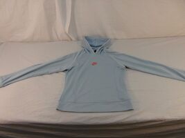 Adult Women's Nike Sky Blue Orange Swoosh Hoodie Pullover Sweatshirt Nic... - $24.83