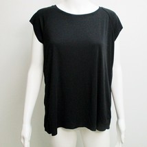 Zara Collection Cap Sleeve Top Open Back Black Hi Lo Hem size Medium - $18.67