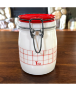 Vintage Wheaton Canister 3/4 Liter Red White Milk Glass Latch Lid Tea - £17.57 GBP